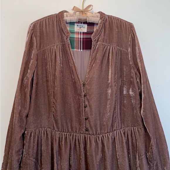 Anthropologie Holding Horses Velvet Dress Mauve - Picture 5 of 9
